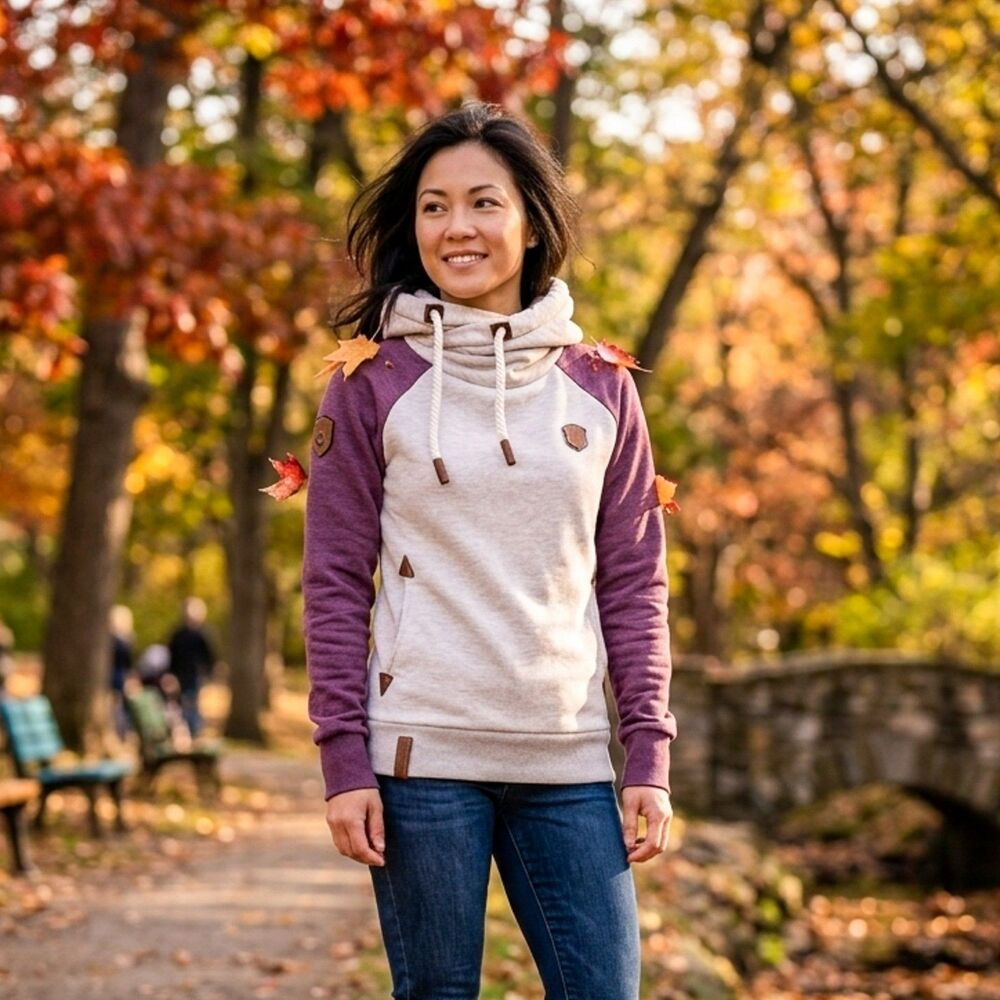 Naketano Colorblock Cowl Neck Pullover Hoodie Women’s Size Small